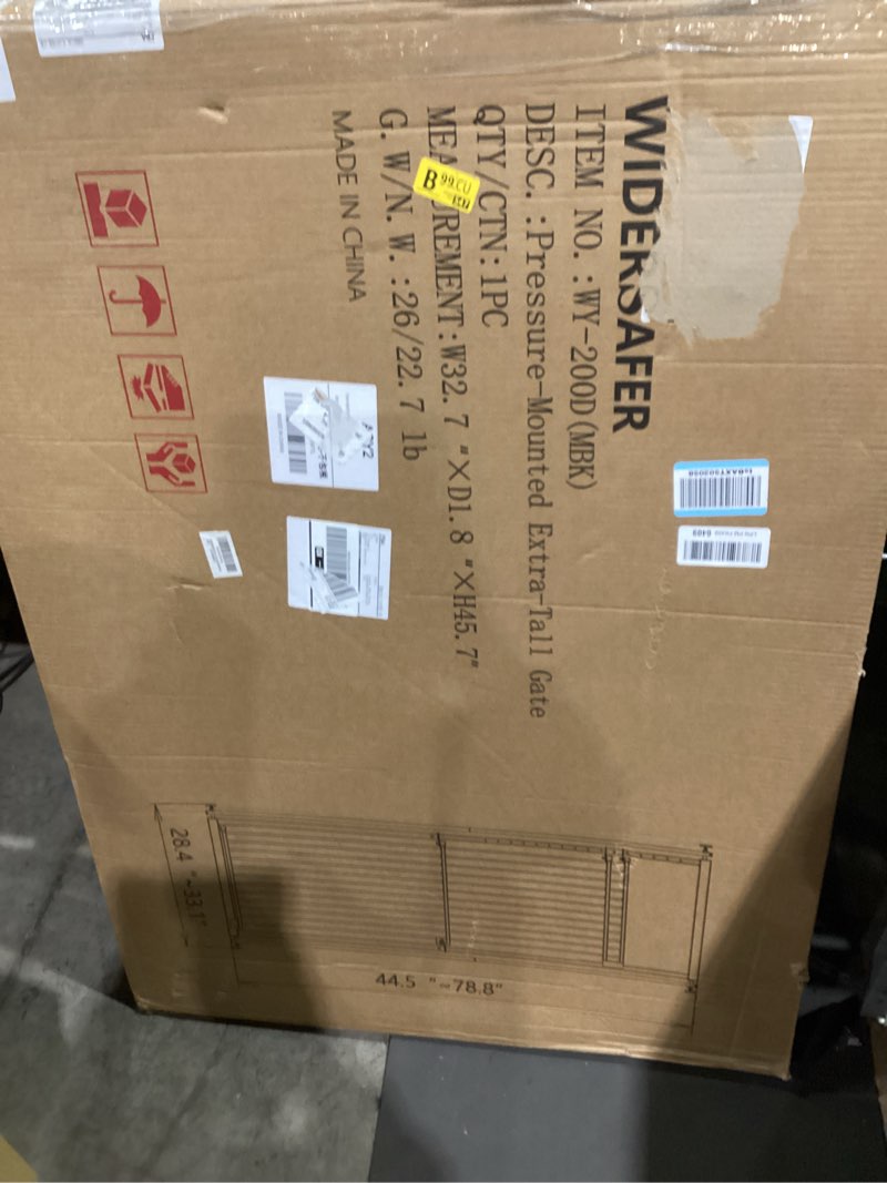 Condition photo showing Good Condition for 78.8" Extra Tall Cat Gate, 28.3-33" Wide Safety Metal Cat Door, Pressure Mounted Easy Walk Through Pet Gate with Door for Stairs, Doorways (Black)