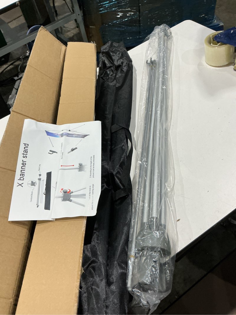 Condition photo showing Good Condition for t-sign x banner stand, banners & signs for business - 23inch x 63inch to 32inch x 78inch adjustable banner holder - portable retractable banner with bag - banner for trade show & display (pack of 2) 2 pack