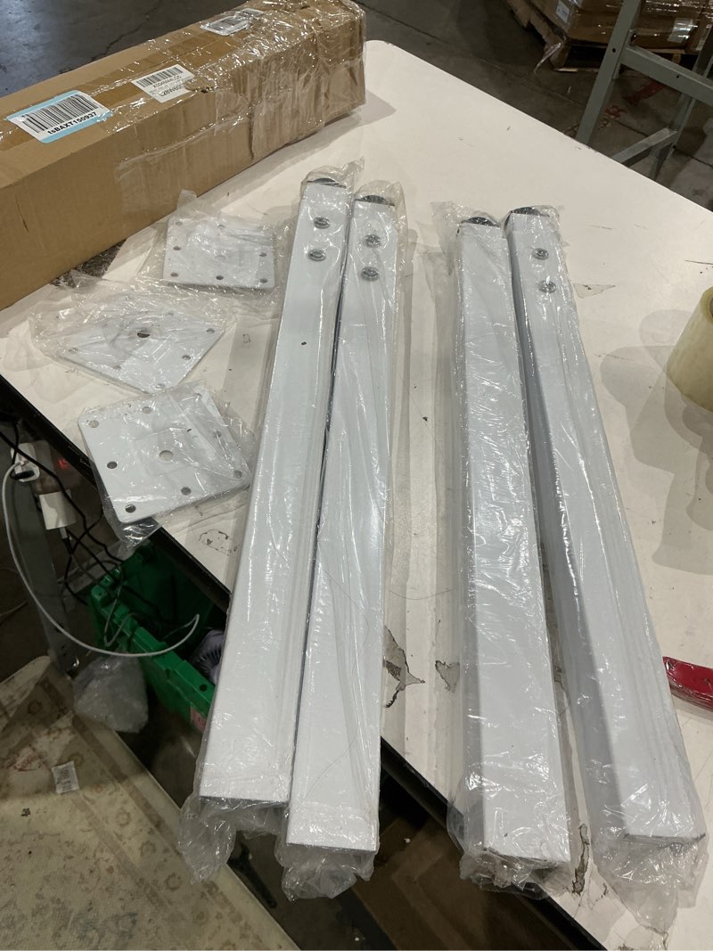 Condition photo showing As Is for incomplete ))))adjustable heavy duty square table legs 24-40 inch, set of 4 metal furniture legs with dual screw locking for diy desk, workbench, kitchen counter - 1.77\" square tubing, max load 300lbs/leg (white) white (4 pack)