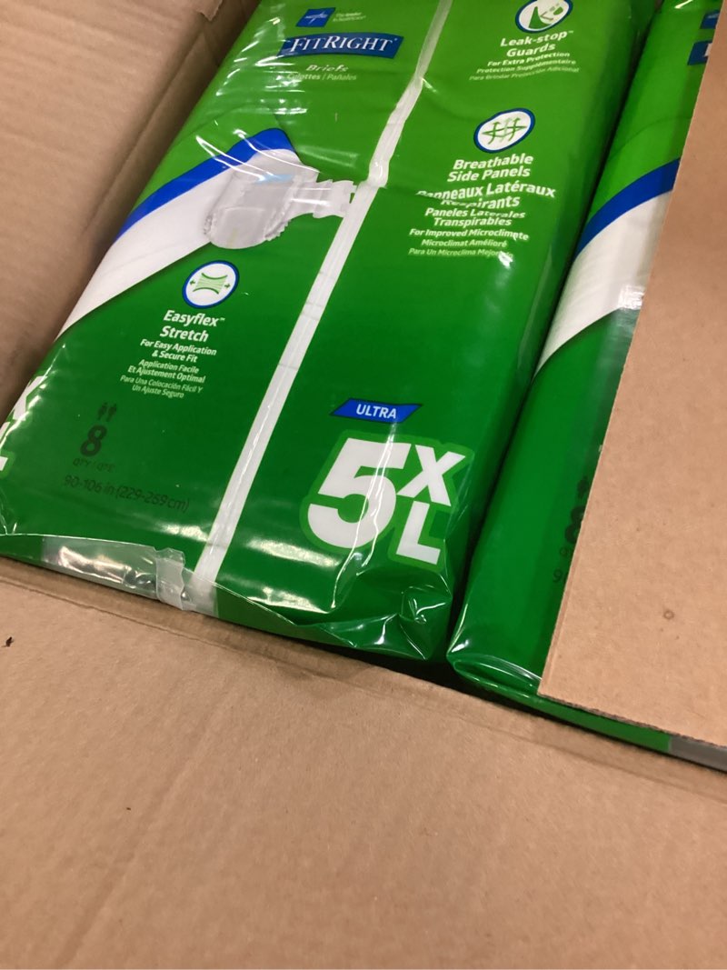 Condition photo showing New/Like New for FitRight Bariatric Adult Diapers, Ultra Heavy Absorbency, 5XL (Waist Size 90in-106in), 32 Count, Disposable Incontinence Briefs for Men and Women, Moisture-Wicking, Leak Protection, 32 Count 5XL