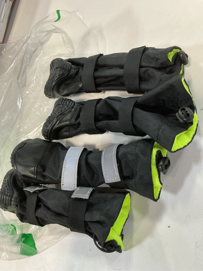 Condition photo showing Good Condition for (Small #2 )4 PCS Dog Boots Waterproof Dog Shoes with Reflective, Anti-Slip Pet Paw Protectors for Snowy, Rainy and Hot Pavement, Black, Small #2