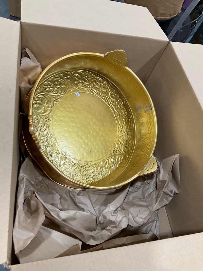 Condition photo showing As Is for Elegance Round Ornate Wedding Cake Stand Serveware Accessories, 16", Gold 16" Gold