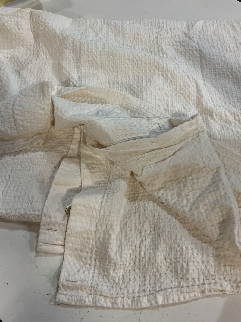 Condition photo showing As Is for threshold oversized relaxed waffle weave shower curtain (ivory)