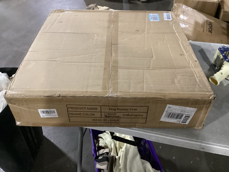 Condition photo showing New/Like New for large burial flag case - solid wood display case for 5x9.5 folded military flag with certificate holder - walnut finish large-walnut