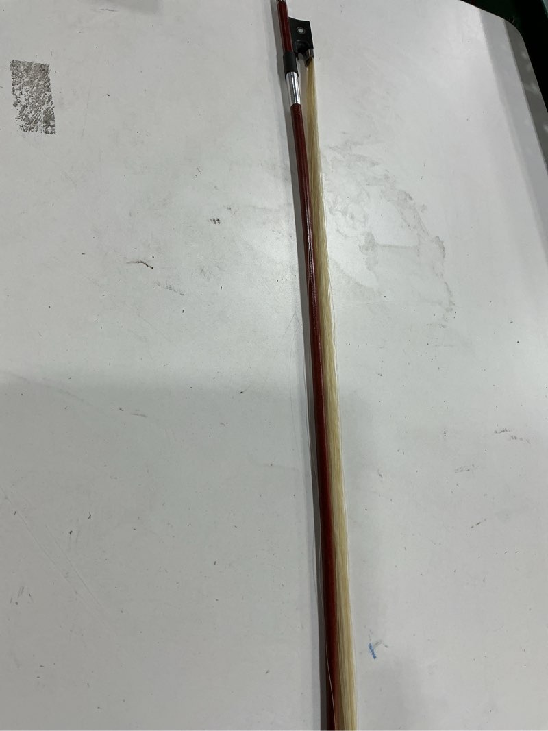 Condition photo showing Good Condition for lms violin bow full size 4/4 brazilwood violin bows lightweight bow well balance fiddle bow made with ebony frog mongolian white horse hair for violin student professional (4/4)