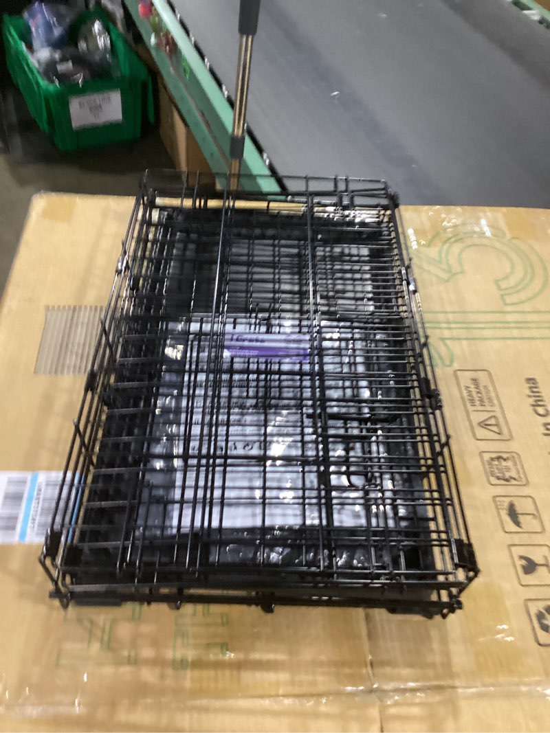 Condition photo showing New/Like New for 2 midwest homes for pets dog crate | midwest life stages xs double door folding metal dog crate | divider panel, floor protecting feet, leak-proof dog pan | 22.5l x 14w x 16h inches, xs dog breed black 23.0\"l x 14.0\"w x 16.0\"h