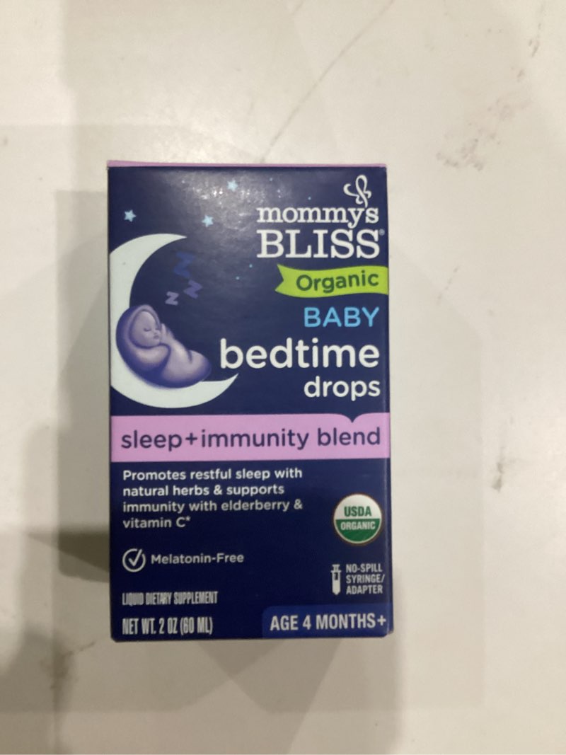 Condition photo showing New/Like New for Mommy's Bliss Organic Baby Bedtime Drops + Overnight Immunity Support*, Promotes Restful Night, Melatonin Free, Age 4 Month+, 2 Fl Oz
