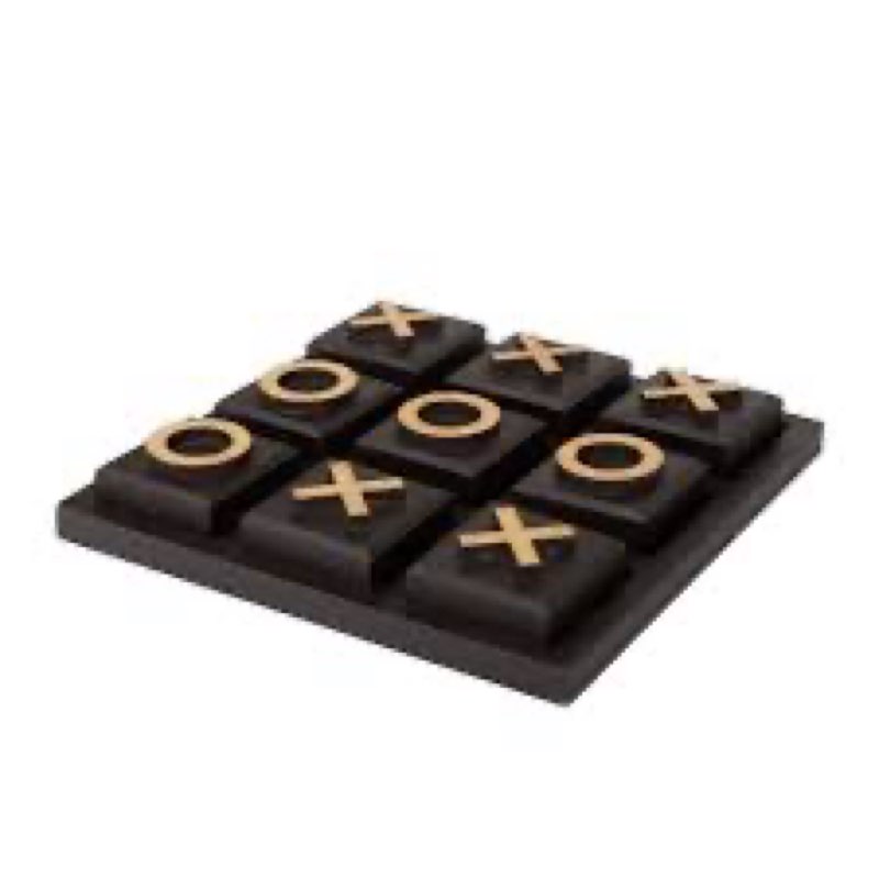 Woeden Block Tic Tac Toe Decor Dark Brown Game
