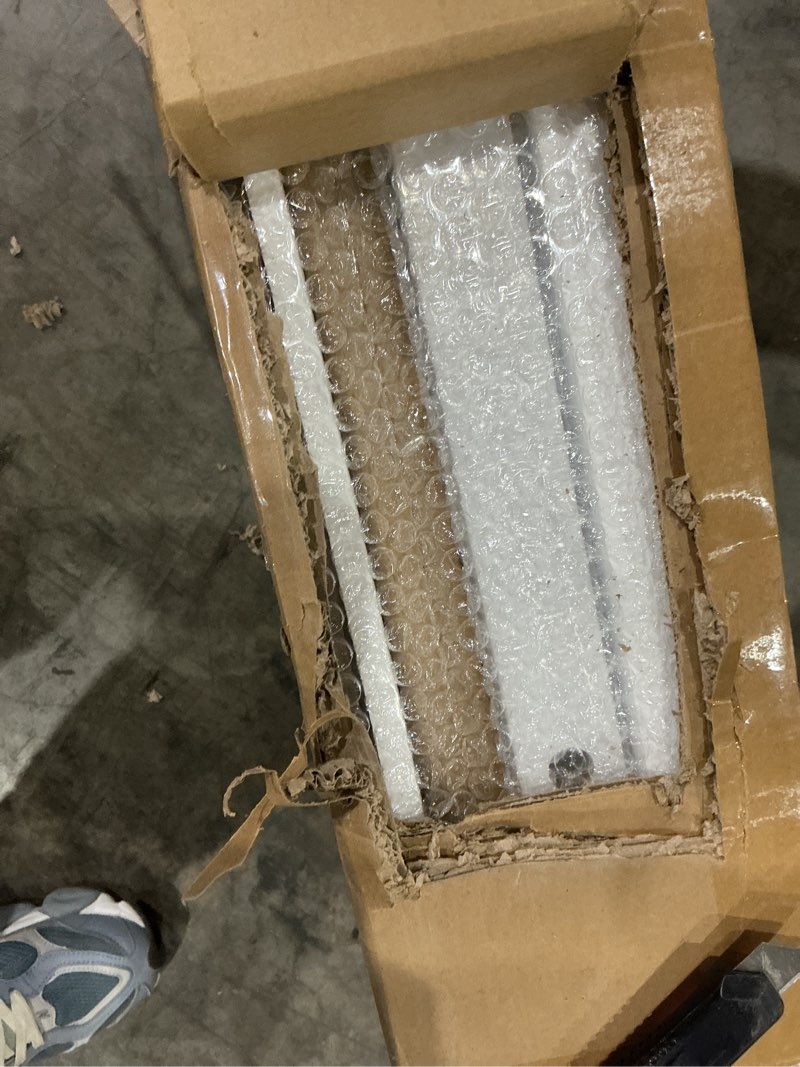 Condition photo showing New/Like New for smartstandard 5-panel frosted glass interior door slab, (36" x 2) x 80" slab door for pantry pocket laundry bathroom french, solid core panel without hardware, white, need to assembly (36" x 2) x 80" white