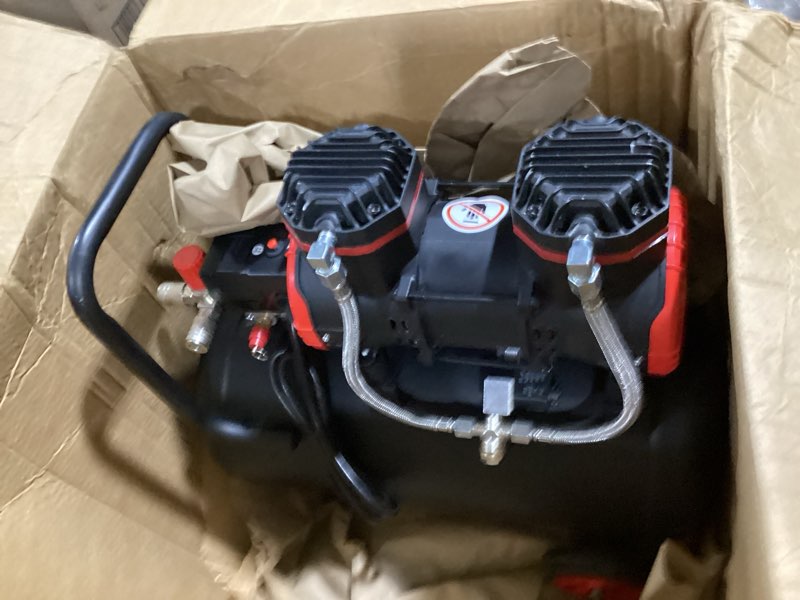 Condition photo showing Good Condition for 10 gallon portable air compressor, 2hp 8.76 cfm@115psi 70db oil-free ultra quiet air compressor for car repair, spray painting, woodwork nailin, 110v/60hz 10gallons