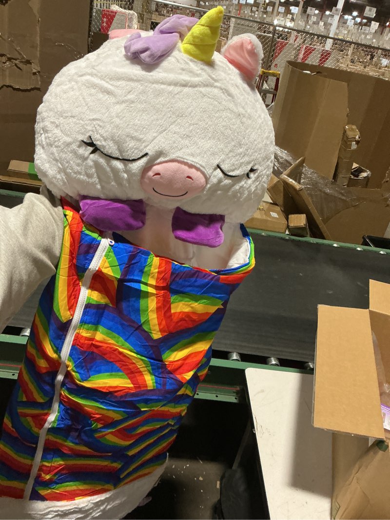 Condition photo showing Good Condition for Happy Nappers: Pillow & Sleepy Sack: Large - White Unicorn - 66 x 30, 2-in-1: Plush Animal Opens to Sleeping Bag, Soft Play & Nap Character, Kids 3+