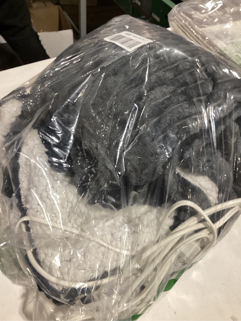 Condition photo showing As Is for Heated Blanket Electric Full, Soft Flannel Heating Blanket with 8 Hours Auto Off 10 Fast Heating Levels Machine Washable Sherpa Heated Blanket with Overheating Protection Gray Full (72" x 84")