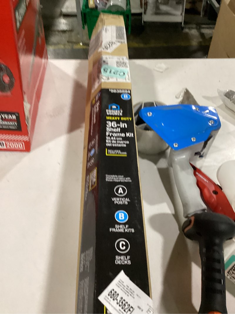 Condition photo showing New/Like New for project source steel heavy duty frame kit (36-in w x 18-in d x 3-in h) black, (1000-lb capacity per shelf)