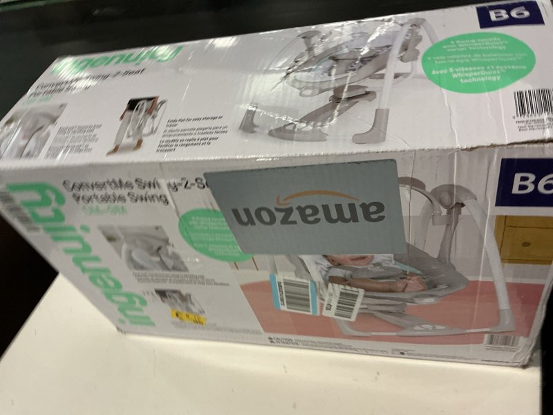 Condition photo showing New/Like New for ingenuity convertme 2-in-1 compact portable automatic baby swing & infant seat, battery-powered vibrations, nature sounds, 0-9 months 6-20 lbs (raylan)
