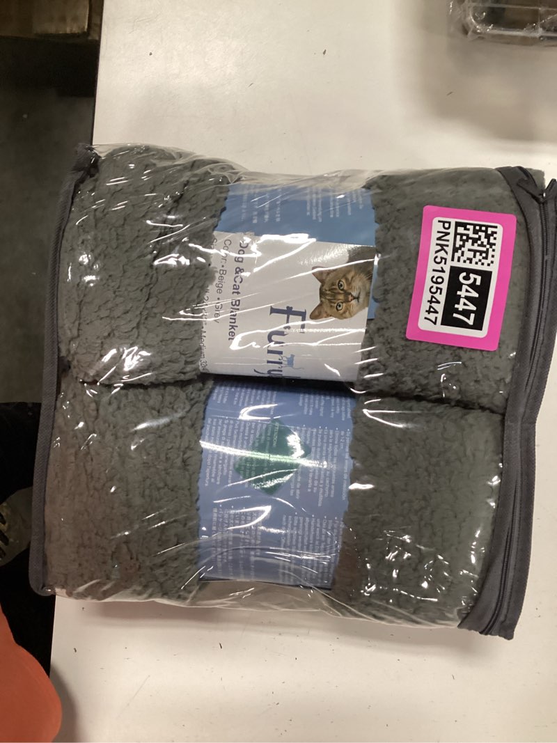 Condition photo showing New/Like New for furrybaby 1 pack 2 pet blankets for small dogs and cats - super soft premium sherpa, washable fleece dog and cat blankets (24"x32", grey) grey & grey blanket s-24x32'' 2pack