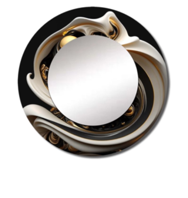 Black and white Liquid Stained Glass V - Modern Round Mirror Metal art (Different Color)