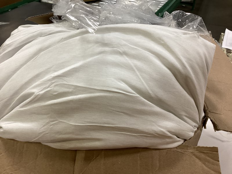 Condition photo showing As Is for Bedsure Oversized King Comforter Set - Grayish White Soft Bedding for All Seasons, Cationic Dyed Bed Set, 3 Pieces, 1 Oversized King Size Comforter (120"x98") and 2 Pillow Shams (20"x36"+2") Oversized King 06 - Grayish White