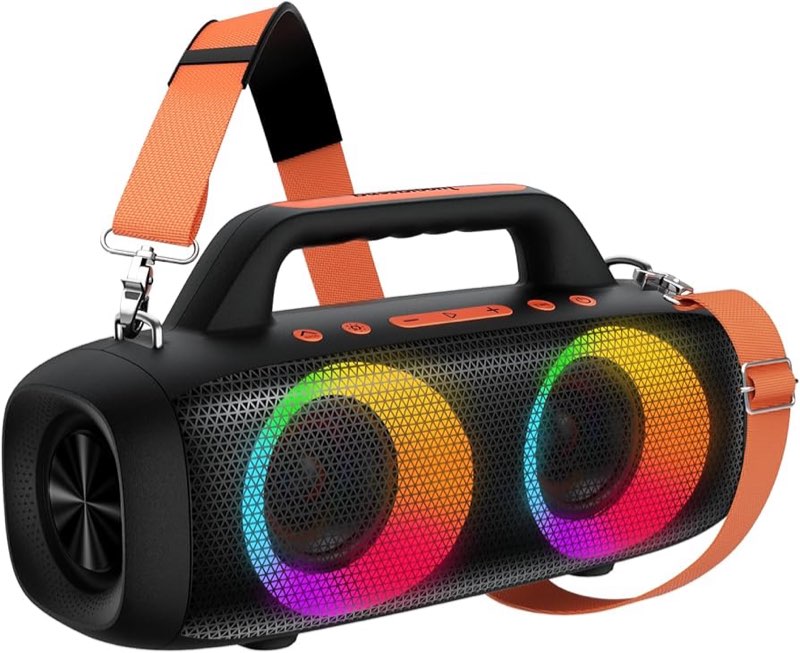bassbloom roar 1 portable bluetooth speaker, 60w powerful sound with jike bass, ipx6 waterproof, 24h 