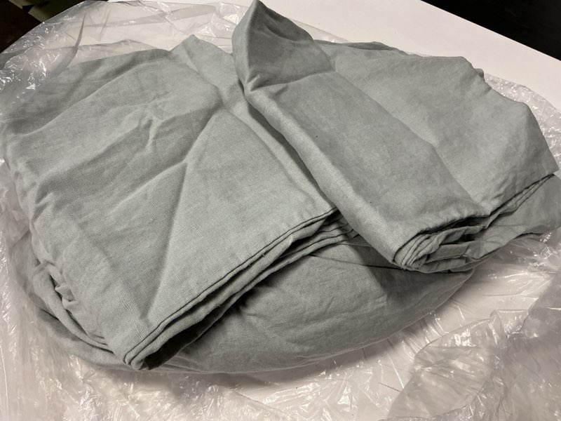 Condition photo showing Good Condition for european linen fitted sheet set, king, mist