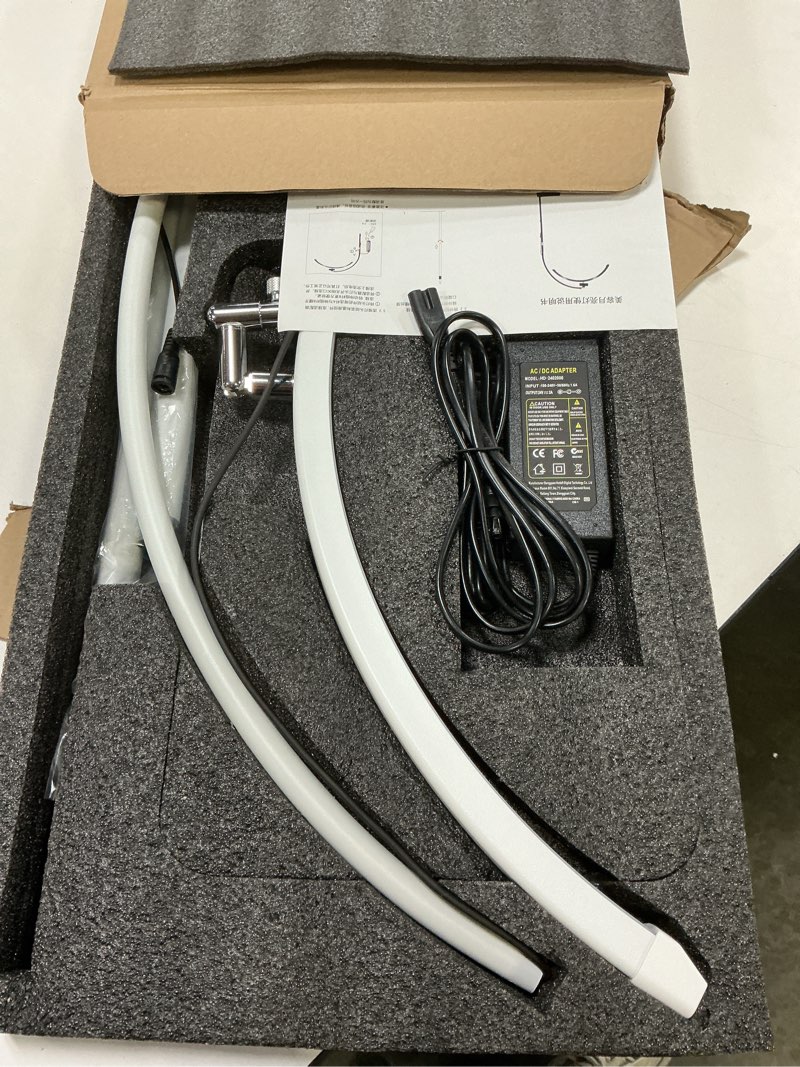 Condition photo showing Good Condition for lash light for eyelash tech, dimmable half moon lash lamp for eyelash extensions, rotating, adjustable led esthetician light with phone holder (white)