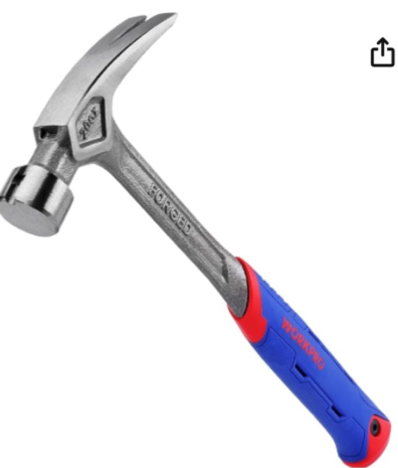 WORKPRO Claw Hammer, 20 Oz, One-piece Forged Framing Hammer with Magnetic Nail Holder, Nailing Hammer, Air Cushion Handle for Antivibration