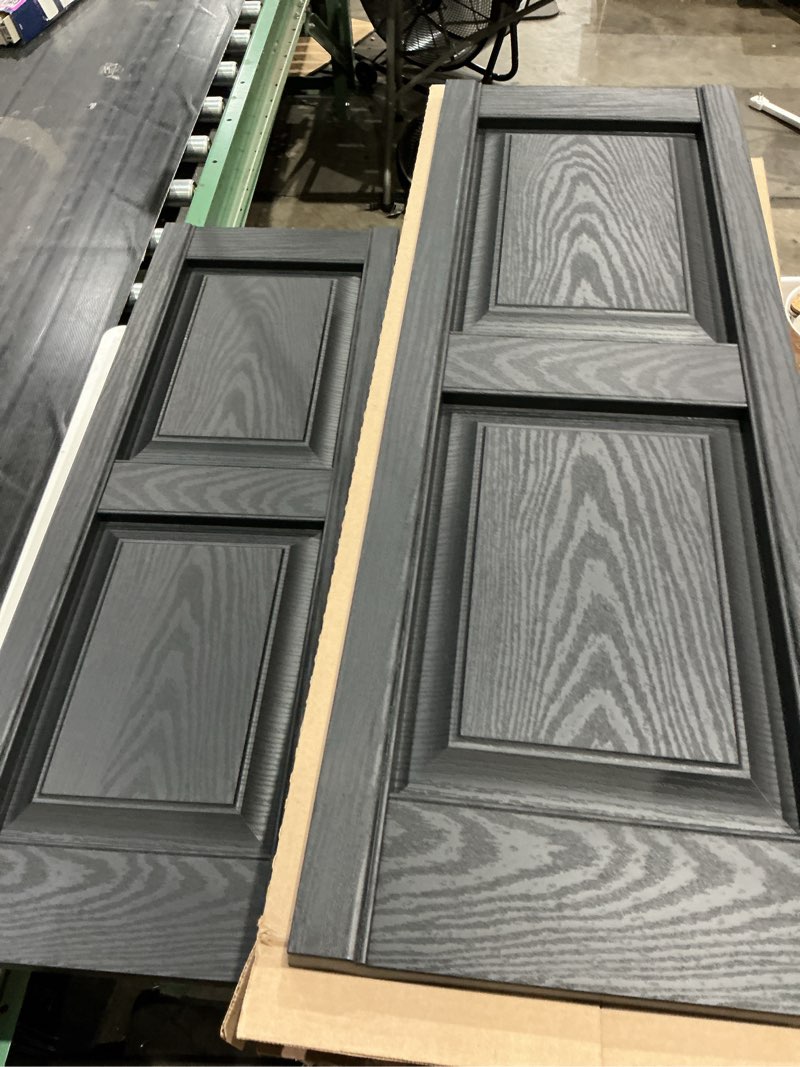 Condition photo showing New/Like New for raised panel vinyl shutters
