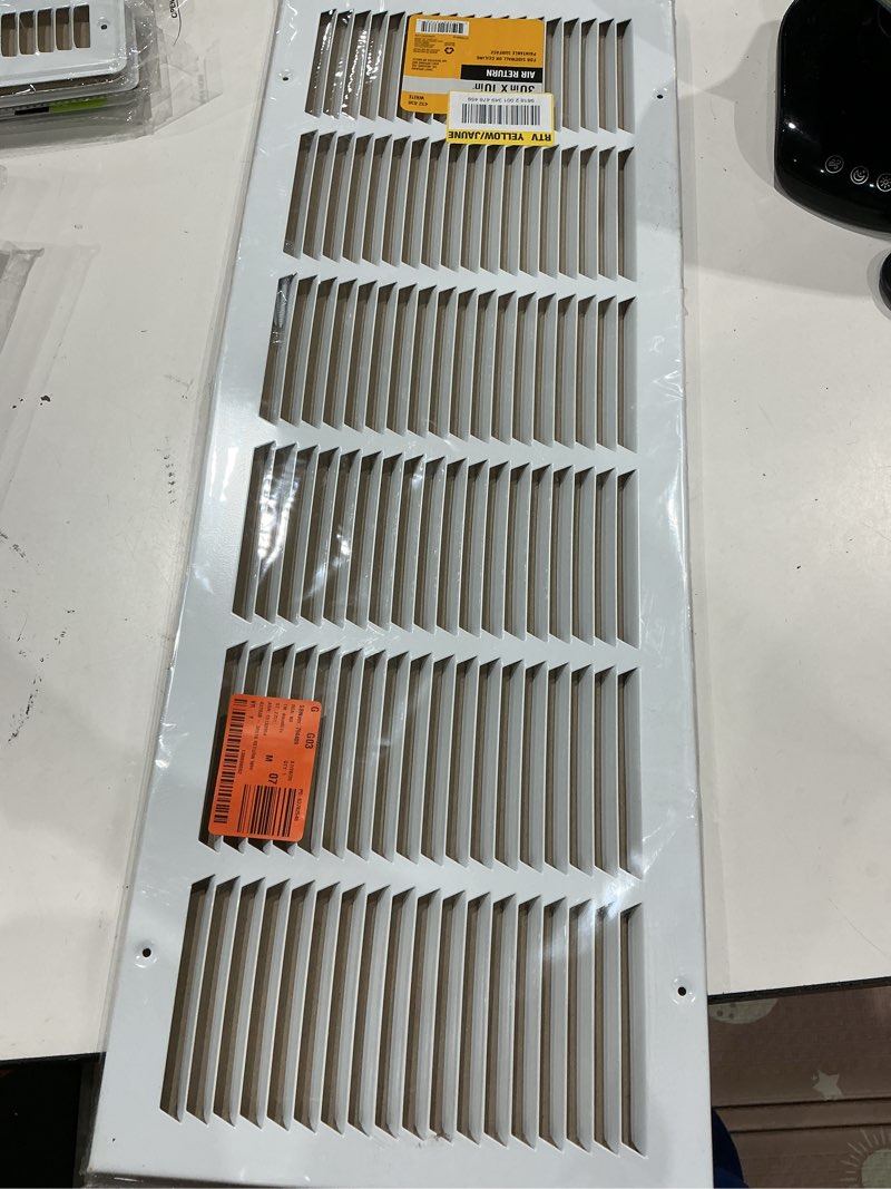 Condition photo showing Good Condition for 30 in. x 10 in. steel return air grille in white
