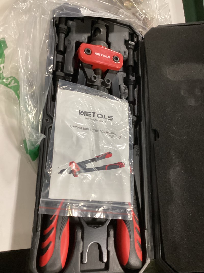 Condition photo showing Good Condition for WETOLS Rivet Nut Tool Kit, 14-Inch Rivnut Tool with 7 Metric and SAE Mandrels, Professional Hand Riveter with 70Pcs Rivnuts Assortment Kit, Manual Rivet Nut Gun with Rugged BMC Case 14" rivet nut tool with 7 mandrels