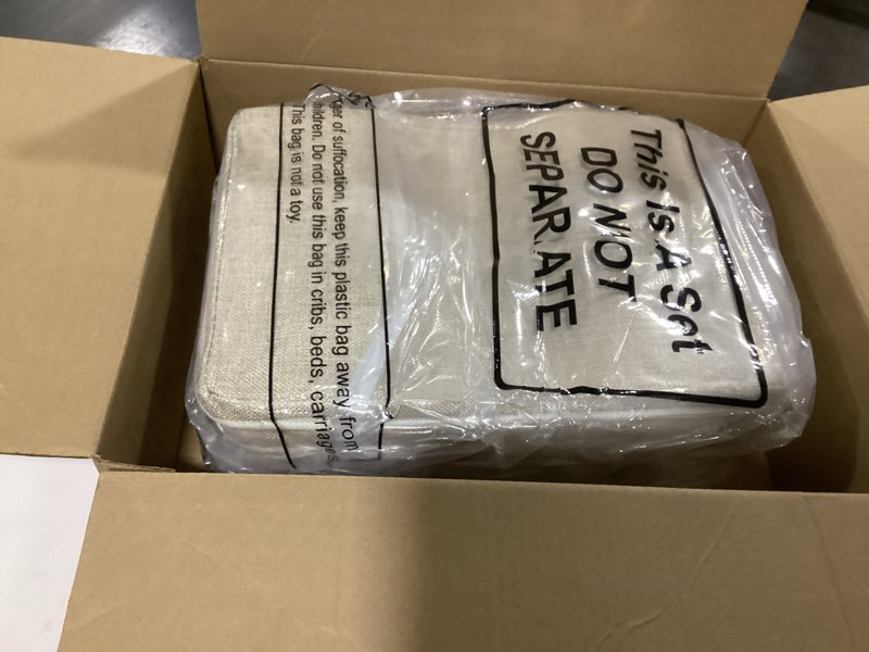 Condition photo showing As Is for meekoo 8 Pack Collapsible Storage Bins Fabric Storage Bins Polyester Fabric Baskets with Handles Linen Closet Organizer for Shelf Home Closet Towels Toys(15 x 11 x 9.5 in,Beige) Beige 15 x 11 x 9.5 In