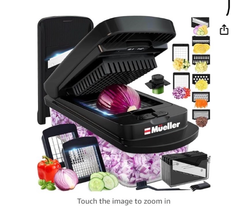 vegetable chopper pro, mandoline slicer – stainless steel blades for onion, potato, salad – safe, easy clean & dishwasher safe kitchen gadget – ideal for parents, rv