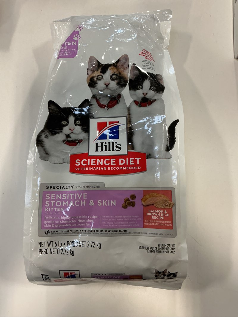 Condition photo showing New/Like New for (Best Before 12/2025) Hill's Science Diet Sensitive Stomach & Skin, Kitten, Stomach & Skin Sensitivity Support, Dry Cat Food, Salmon & Brown Rice, 6 lb Bag