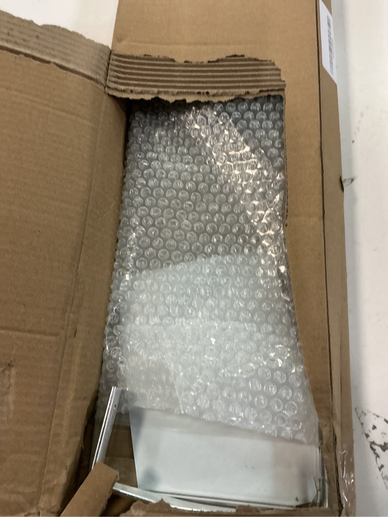 Condition photo showing Good Condition for Bathroom Shelf Glass Shelves 23-Inch Floating Tempered Glass Shelf Rectangular Aluminum Wall Mounted Silver Polished Shelves for Kitchen Organizers