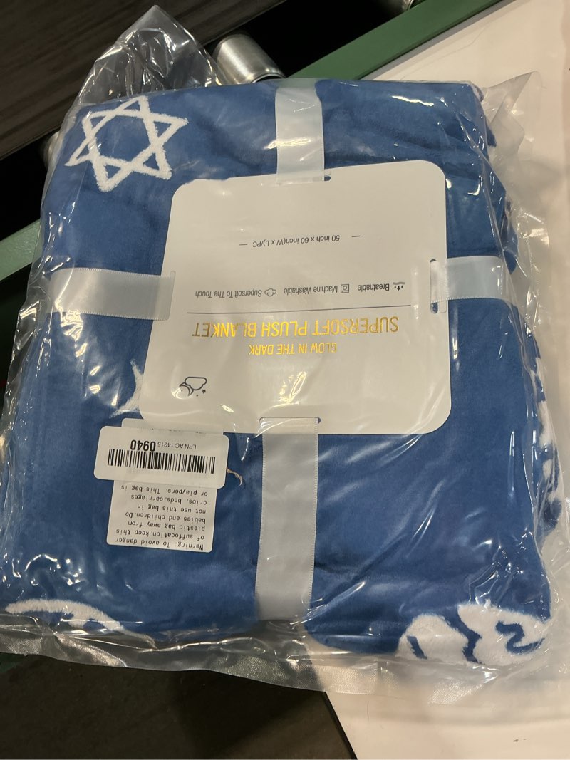 Condition photo showing New/Like New for goaus hanukkah flannel throw blanket glow in the dark, 50x60 inch, jewish chanukah gifts for boys girls kids
