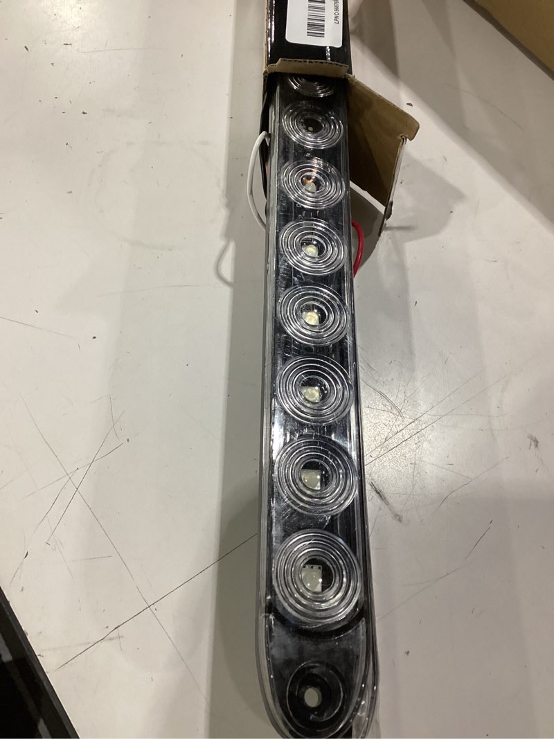 Condition photo showing As Is for partsam 2pcs 15" red 3 id bar w/reverse white light 11 led truck trailer rv clear lens submersible super thin led trailer tail light bar