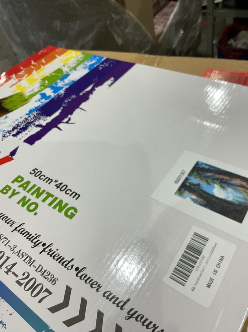 Condition photo showing New/Like New for beautiful paint by number kit for adults - relaxing & beginner-friendly painting set with 2 canvases, premium brushes & vibrant acrylic colors - perfect crafts gift for women to create wall-worthy art