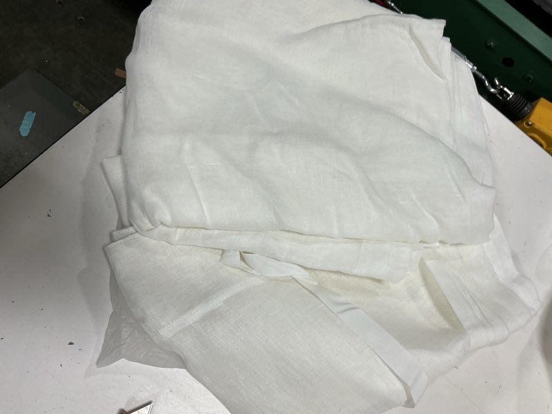 Condition photo showing Good Condition for european linen sheer curtain set (set of 2), 48x96, white