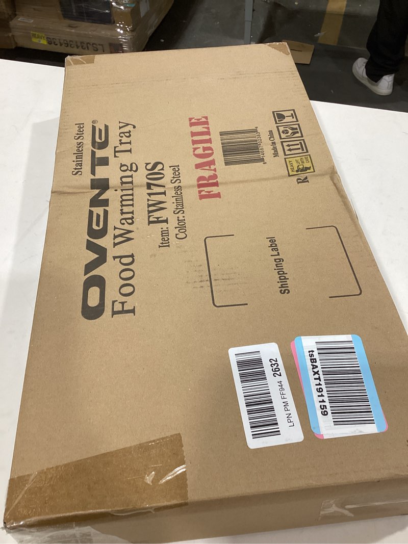 Condition photo showing Good Condition for OVENTE Electric Warming Tray with Adjustable Temperature Control, Compact Food Warmer & Server for Buffets, Parties, Events, and Dinners, Cool-Touch Handles, Stainless Steel, Silver FW170S Warming Tray - Silver