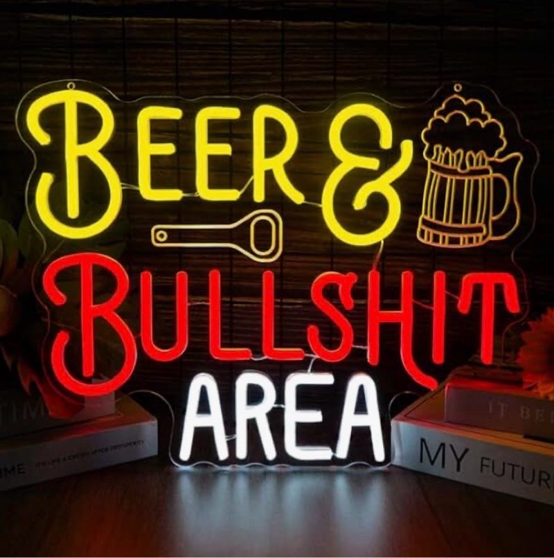 BEER & BULLSHIT AREA Neon Sign for Wall Decor USB Powered Bar Neon Light Beer Led Sign for Man Cave 