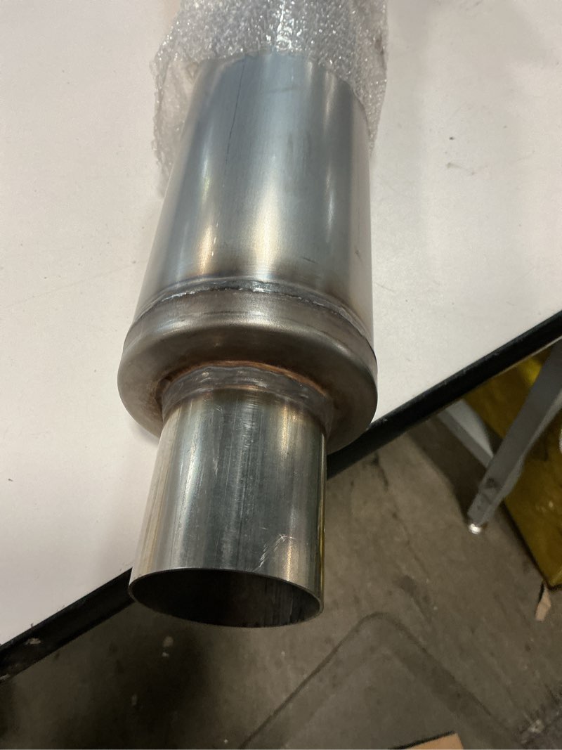 Condition photo showing Good Condition for A-KARCK 2.25" Inlet Exhaust Resonator, 2.25" Inlet 2.25" Outlet 20" Overall Length Resonator Stainless Steel 1 PC 2.25" Inlet 20" Overall Length