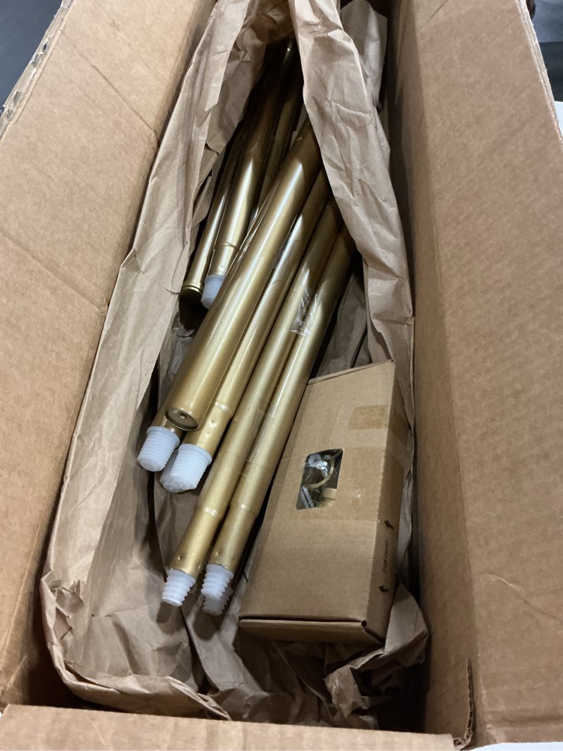 Condition photo showing As Is for TONIAL1 Inch Double Curtain Rods for Windows 48 to 84 Inches, Heavy Duty Decorative Drapery Rod 32 to 86 Inches with Classic Cap Finial, Gold Gold 32-86”