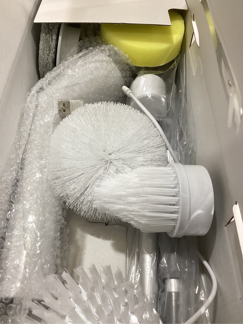 Condition photo showing Good Condition for 6-in-1 electric spin scrubber, cordless power scrubber with 47.2" long extendable handle, ipx7 waterproof 2-speed scrub brush for bathroom, kitchen, tile, tub and floor cleaning, white-qb2 6heads