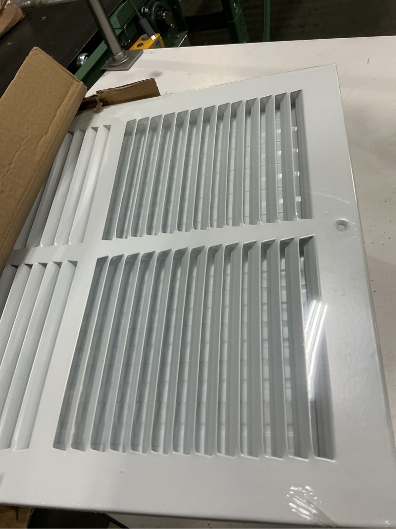 Condition photo showing New/Like New for 14x12 vent register [duct opening], vent covers for home ceiling, two-way ventilation register, adjustable solid steel wall register vent cover (14"w x 12"h [duct opening])