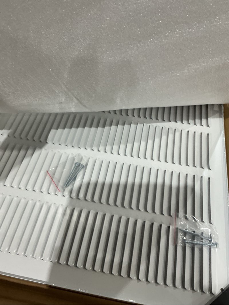 Condition photo showing Good Condition for 16"x16" duct opening return air grille,air return vent cover grill for sidewall and ceiling,solid steel ac vent cover hvac cold air intake grille without filter house,outer dimension:17.75wx17.75"h for 16''w×16''h-duct opening