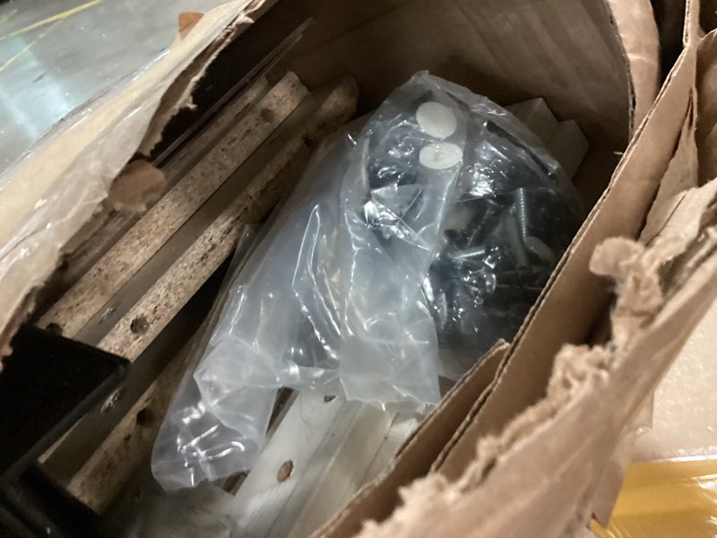 Condition photo showing As Is for Sauder River Ranch Full-Queen Headboard, White Plank Finish