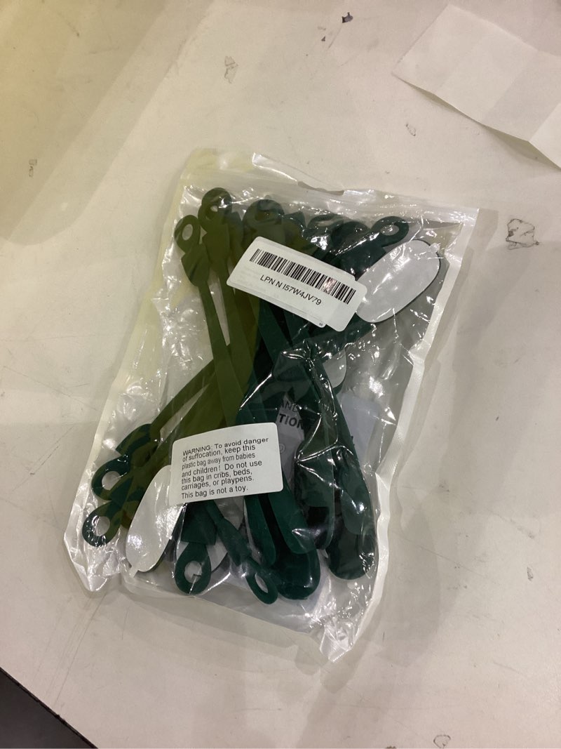 Condition photo showing New/Like New for 12 Pcs Christmas Garland Hanger for Mantle Garland Hooks Christmas Wreath Ties Stocking Holder Reusable Silicone Adhesive Straps for Wreath Fireplace Mantle Stairways (Green) Green 12