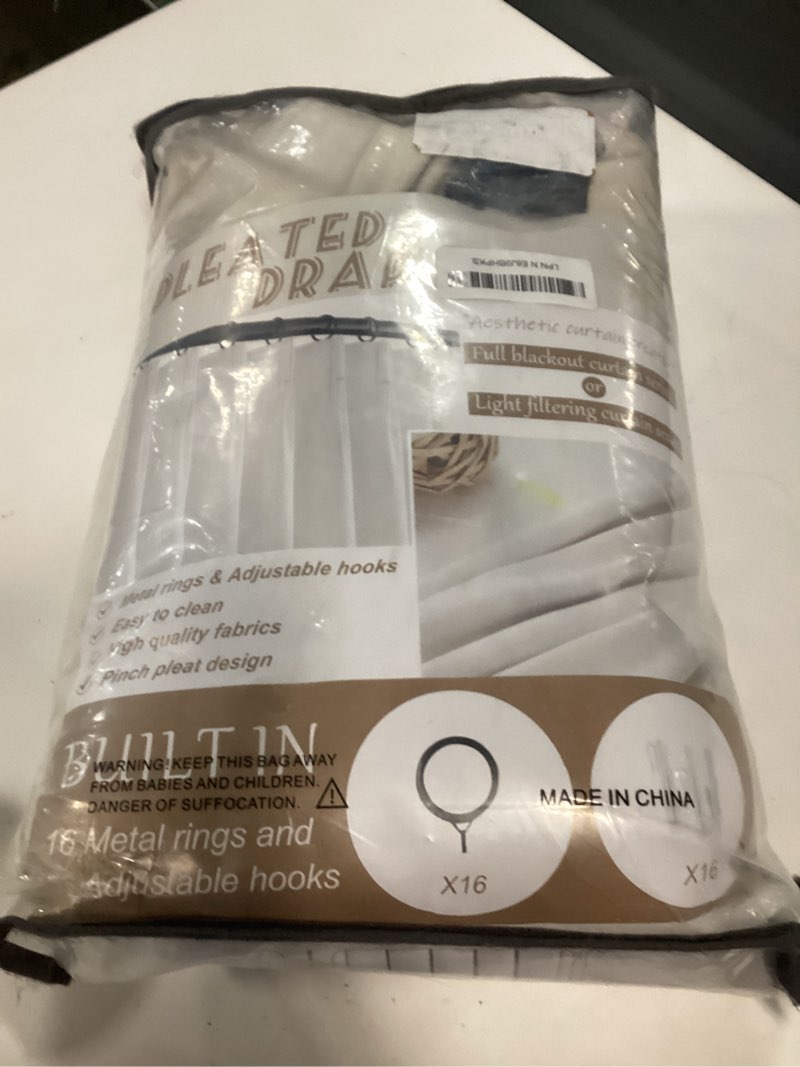 Condition photo showing New/Like New for 100% blackout linen 96 inch curtains 2 panel set for bedroom, modern pinch pleated natural linen off beige white insulated heavy curtain 40 x 96 inches length sliding glass door room darkening drapes