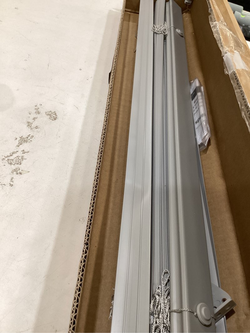 Condition photo showing Good Condition for lazblinds cordless 1" vinyl mini blinds, 26 1/2" w x 48" h, grey | easy to install, ideal for bathroom, kitchen and living room windows, light filtering grey 26.5" w × 48" h