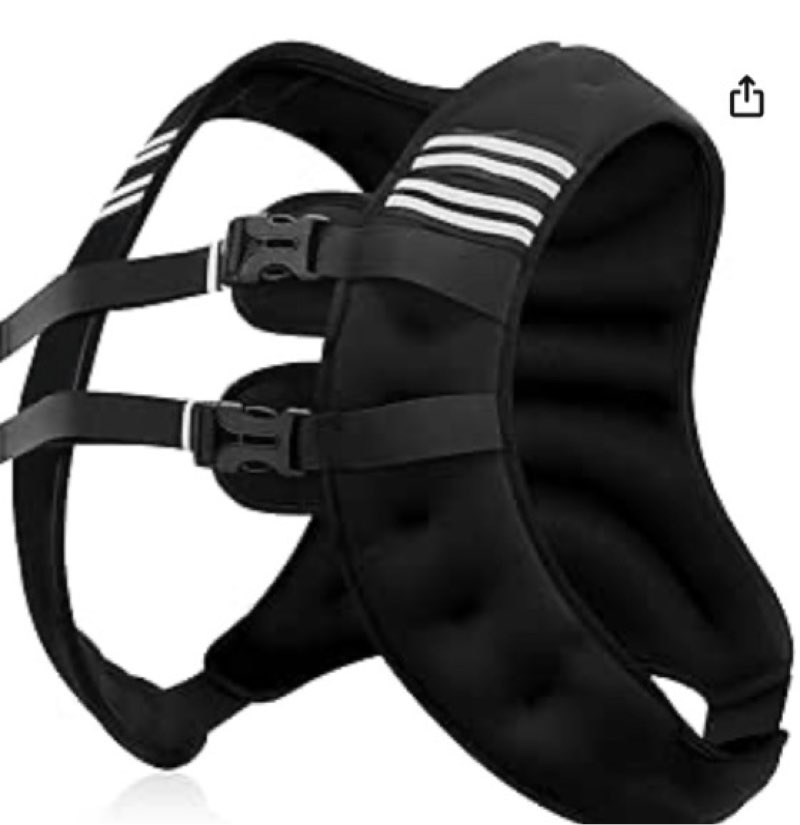 NATURELUX Weighted Vest with Reflective Stripe and Adjustable Buckle Straps, Black, 30 lbs