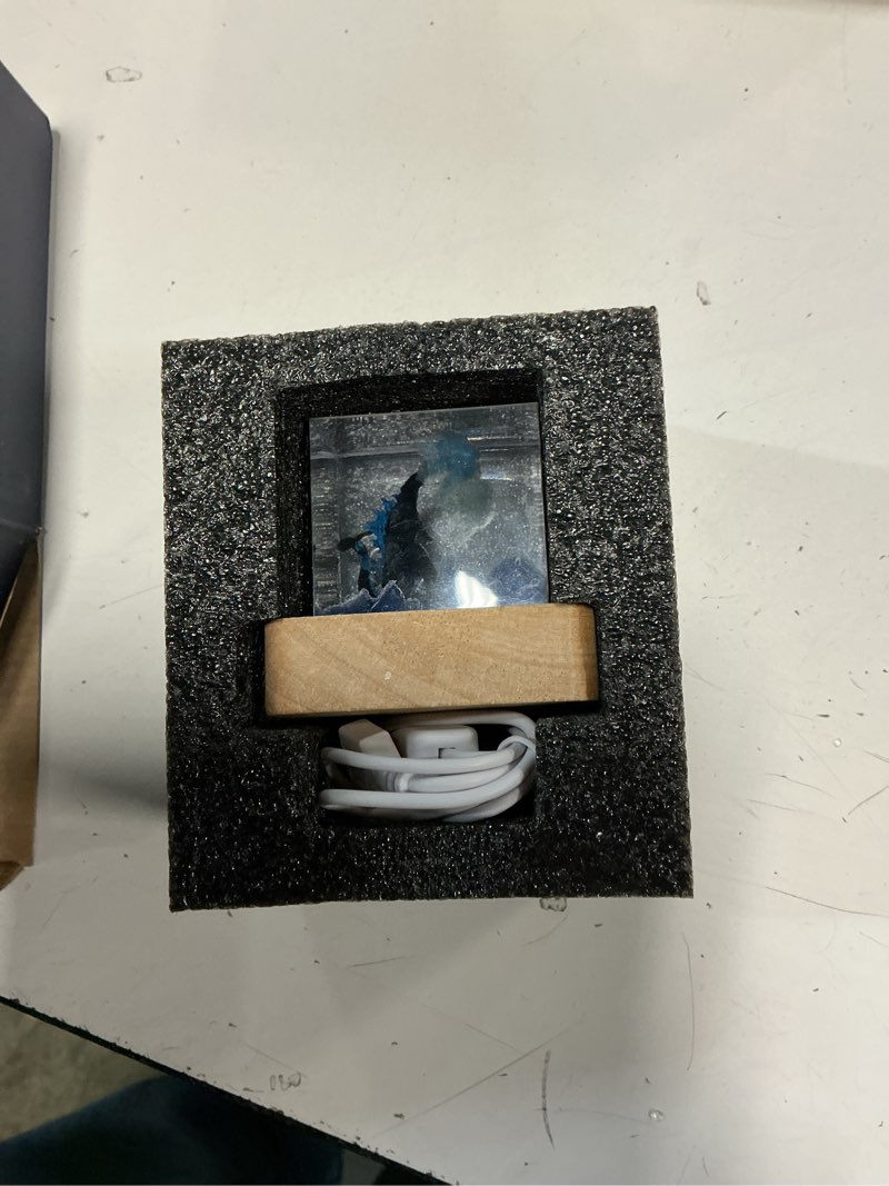 Condition photo showing Good Condition for Handmade Go.dzi.lla Resin Lamp with Wooden Base, USB LED Light – 3D Fire-Breathing Monster Night Light for Bedroom, Desk, or Office Decor, Unique Collectible Gift for Fans & Adults Godzilla-Blue