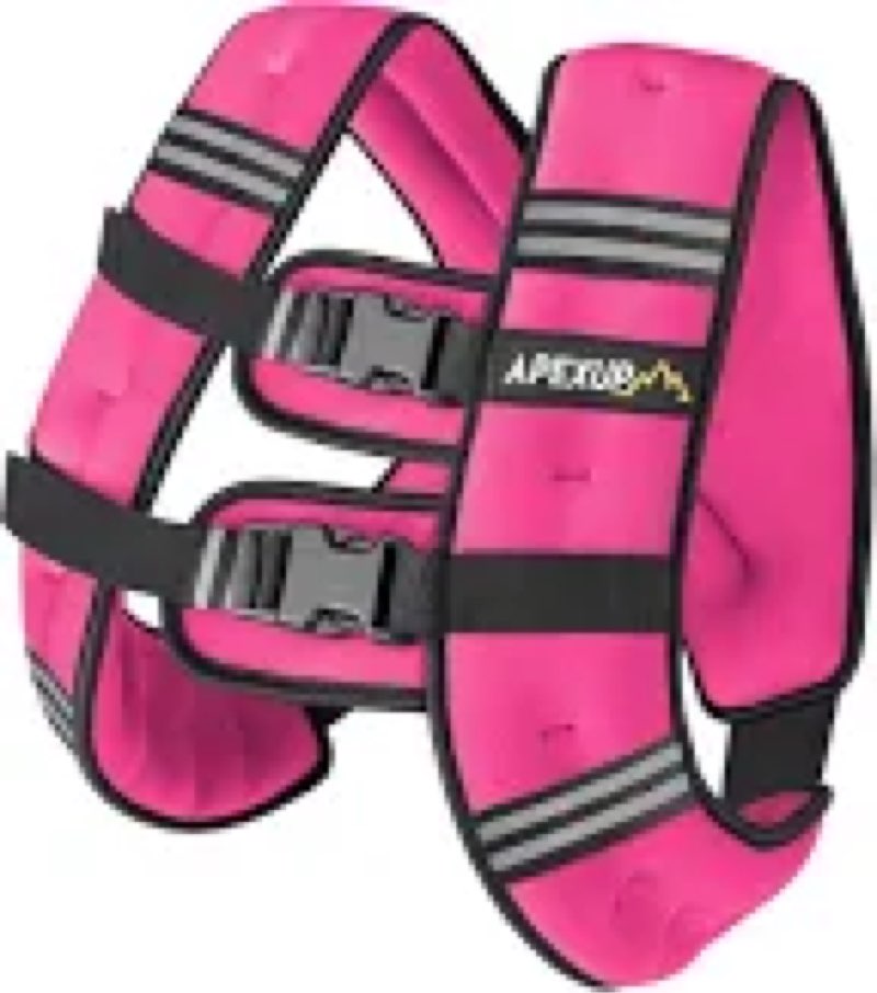 APEXUP Weighted Vest with 5lbs/10lbs/15lbs/20lbs/25lbs/30lbs Weights and Reflective Stripe, Weight Vest Men Women for Workout, Strength Training, Running, pink